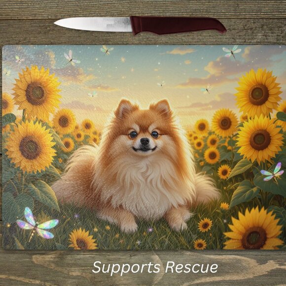 Pomeranian Twilight Kitchen Textured Tempered Glass Cutting Board - Picture 1 of 2